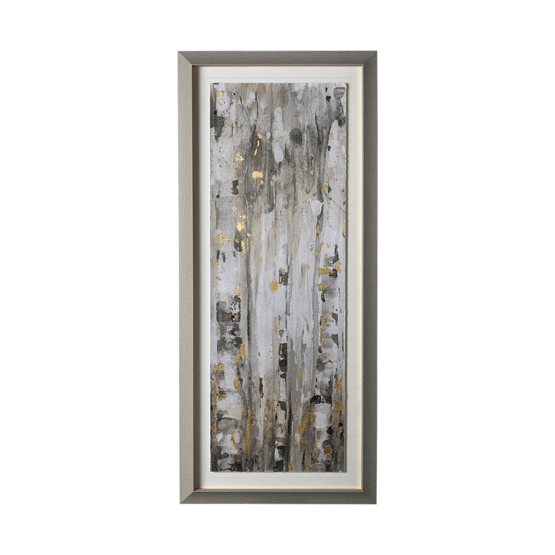 The Forest Neutral Hand Embelished Textured Framed Art Print Matted under Glass, The Forest IV Neutral