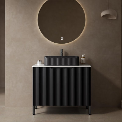 Meuble-lavabo autoportant pour salle de bain avec lavabo