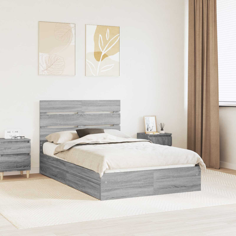 Bed Frame, Double (4'6), Grey Sonoma