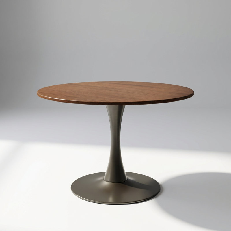 Modern Finish Round Dining Table with Steel Base and MDF Top