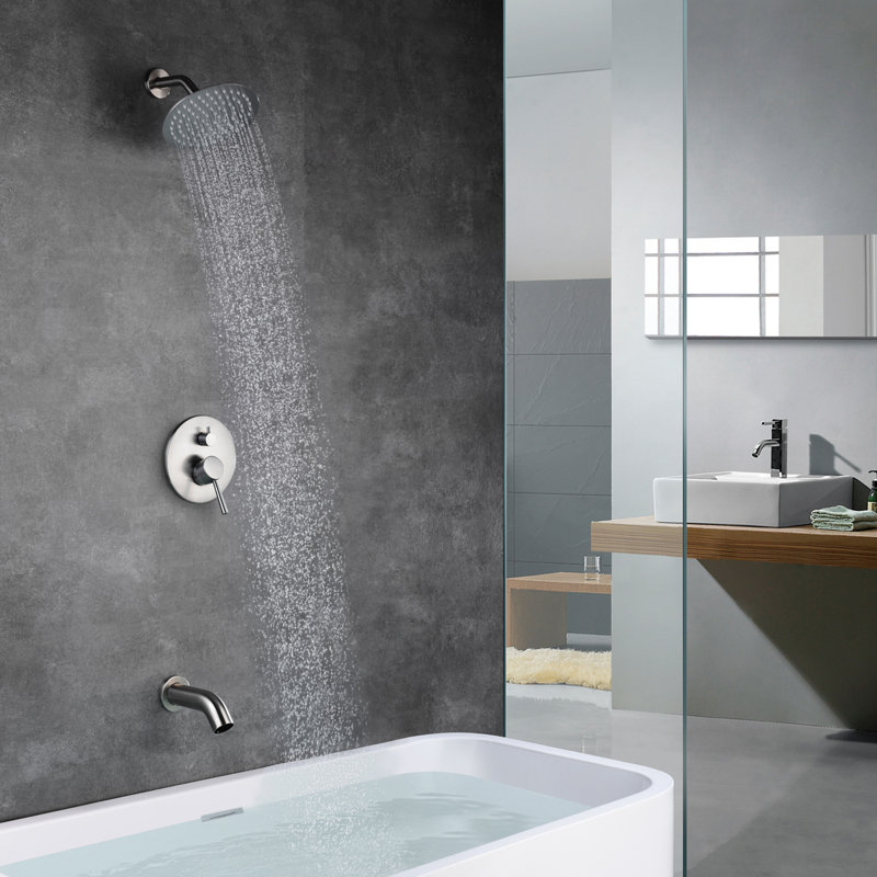 Complete Shower System with Rough in-Valve, Brushed Nickel