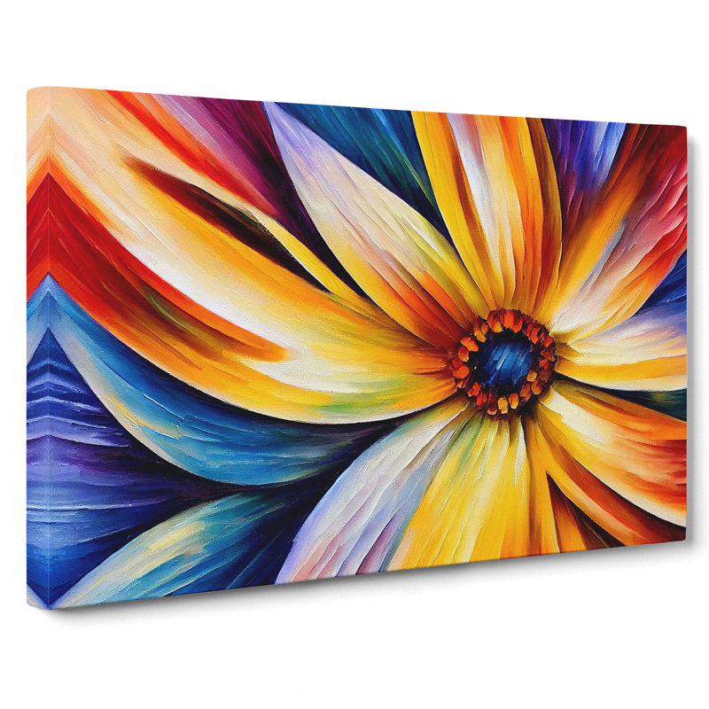 Painted Daisy Flower Vol.2 Abstract - Wrapped Canvas Print, 40cm H x 60cm W x 3cm D