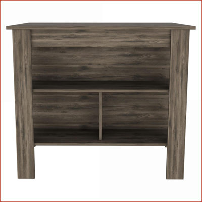 Îlot de cuisine avec 3 tablettes 4 pieds, brun foncé | Moderne | Rectangulaire