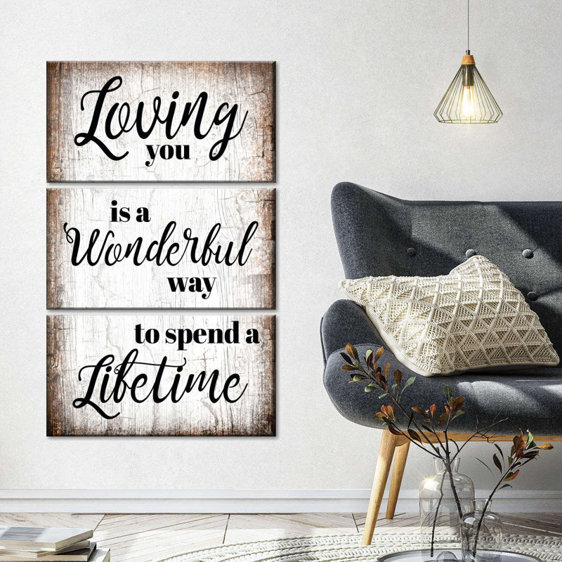 Ensemble de 3 pièces de citation de mariage «I Love You», H 28 po x l 45 po