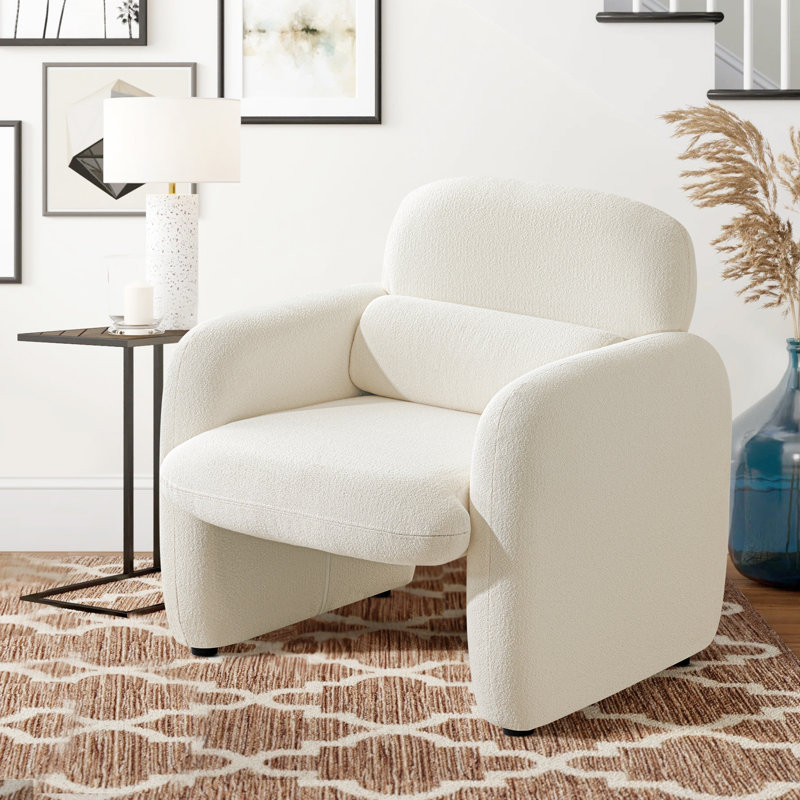  Chaise d'appoint rembourrée en chenille Morden, Blanc