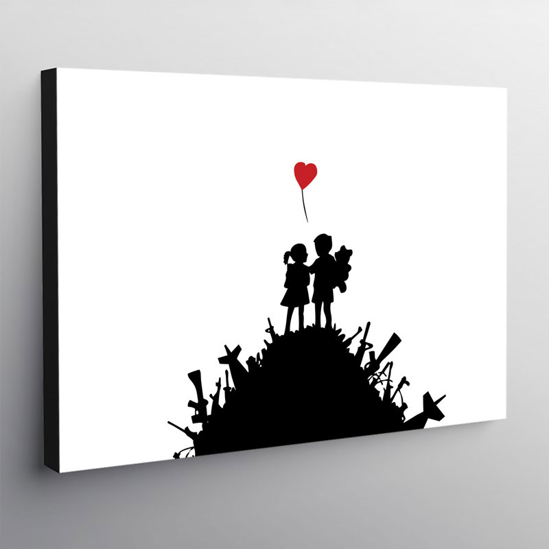 Banksy Boy Girl Love Heart Balloon by Banksy - Wrapped Canvas Print, 20.5cm H x 30.5cm W x 3.8cm D
