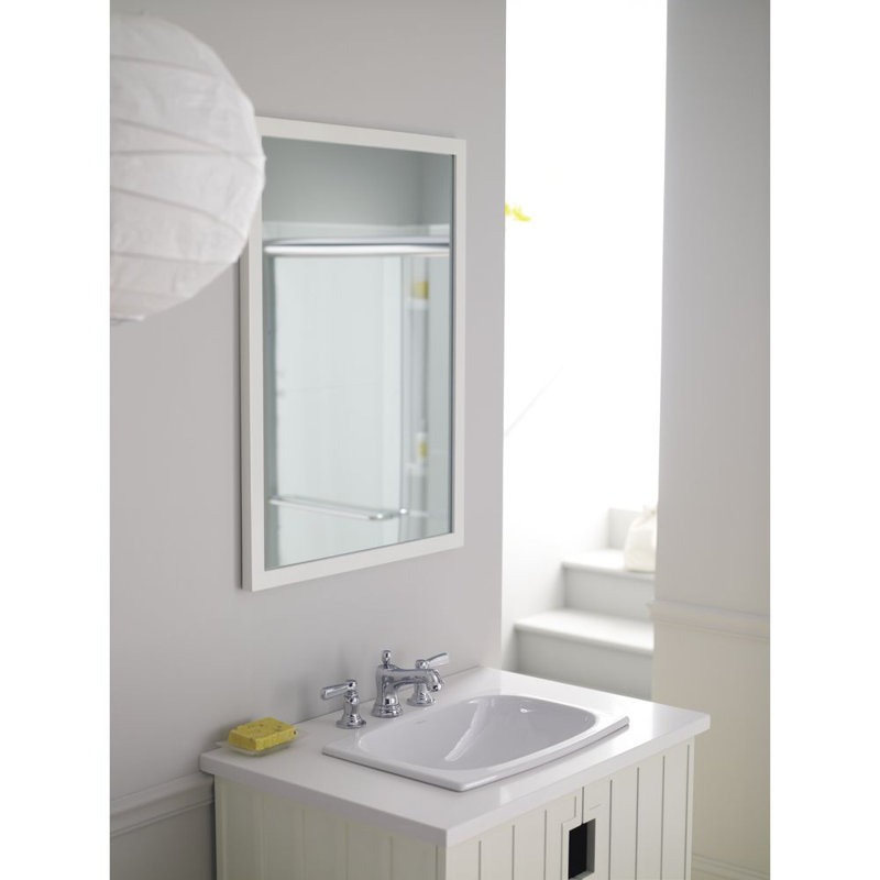 Stinson Ceramic Rectangular Drop-In Bathroom Sink with Overflow, White