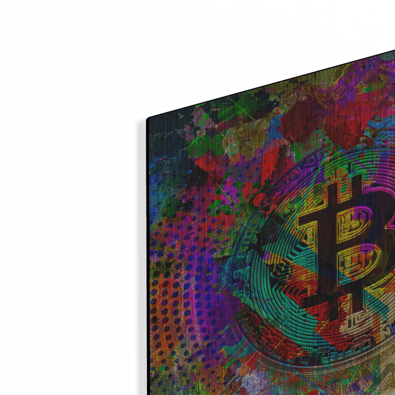 «Bitcoin Color», art mural en métal, 24 po x 24 po, H 12 po x l 12 po