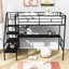 Lit mezzanine simple en métal avec bureau intégré