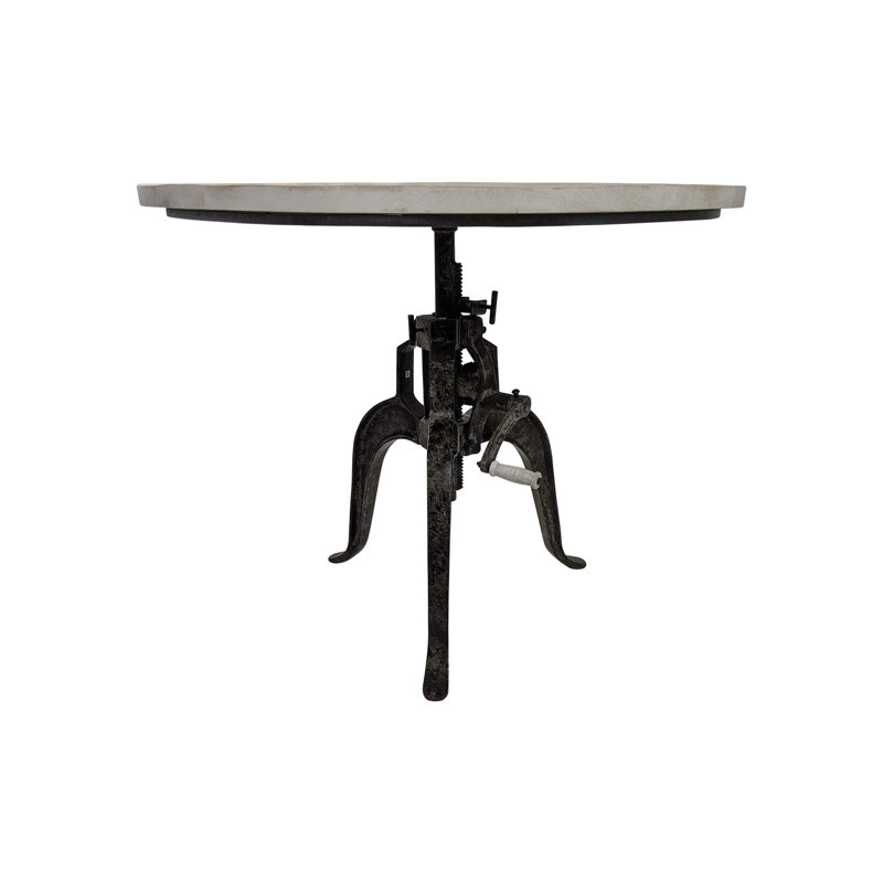 Table de salle à manger à hauteur réglable avec manivelle Rustic Beige, Noir