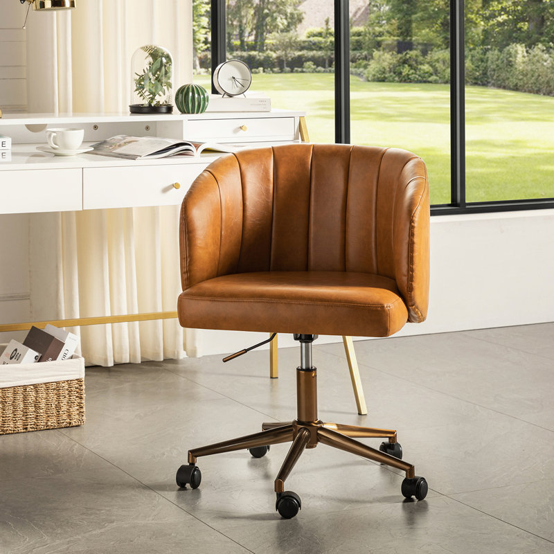 Chaise de travail en cuir Shelburne, Chameau