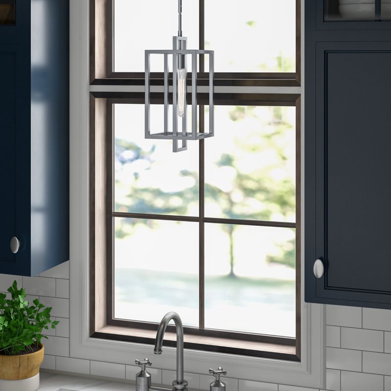 Luminaire suspendu rectangulaire à 1 lumière Mcnemar, Chrome