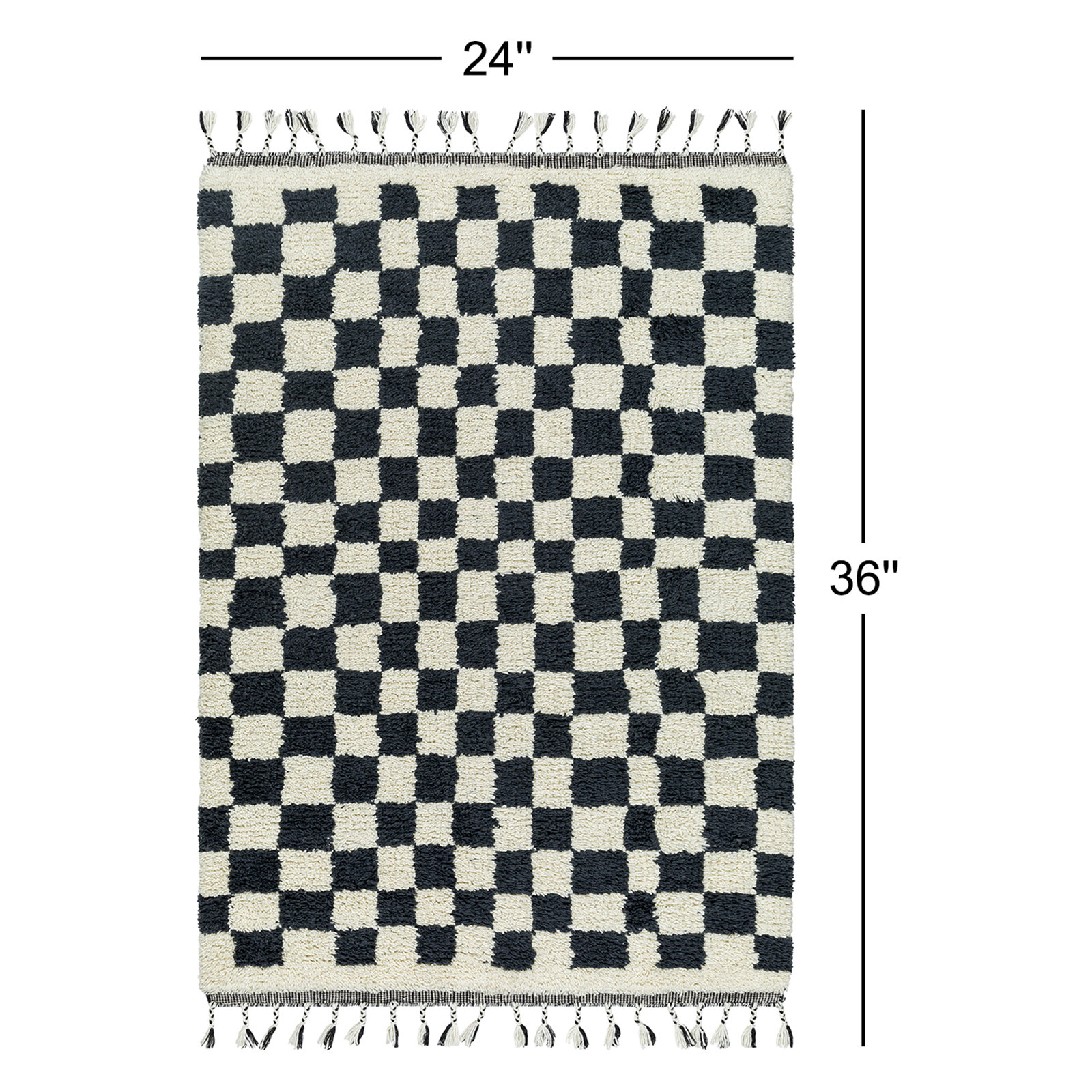 Keon Hand-Woven Checkered Shag Rug, Rectangle 2' x 3'