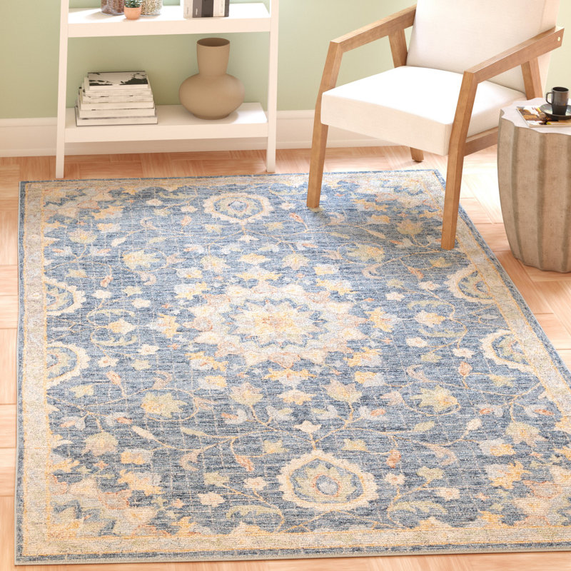 Tapis floral en laine touffeté à la main Luitpold, Rectangle 5 pi x 8 pi