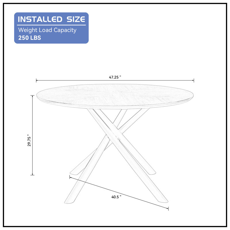 Table de salle à manger Ellierose, L 47,25 po x L 47,25 po, Black