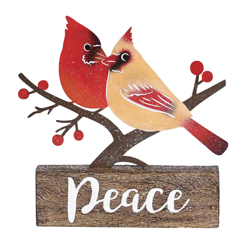 Figurine de Noël cardinal paix métal