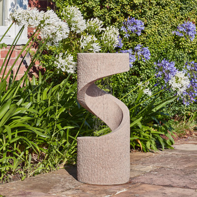 Outdoor Column Fountain with Lights