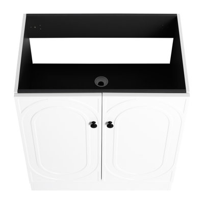 Modern 30" Bathroom Vanity Cabinet, 2 Soft-Close Doors, White Plywood, Sink Not Included Modern, Excluded