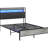 Cement Gray Bed - Full With Storage Headboard, Led Lights, Charging Station, Noise- Assembly, Easy Setup, No Box Spring Required Size Outlets, Noise-,