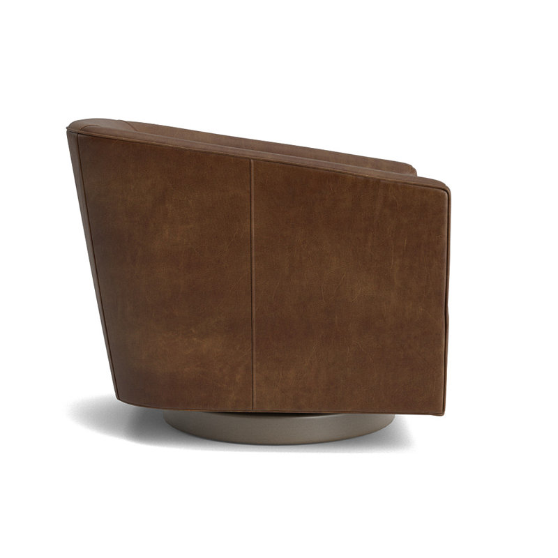 Cooper Upholstered Swivel Barrel Chair, Driftwood, Bedford - Tobacco