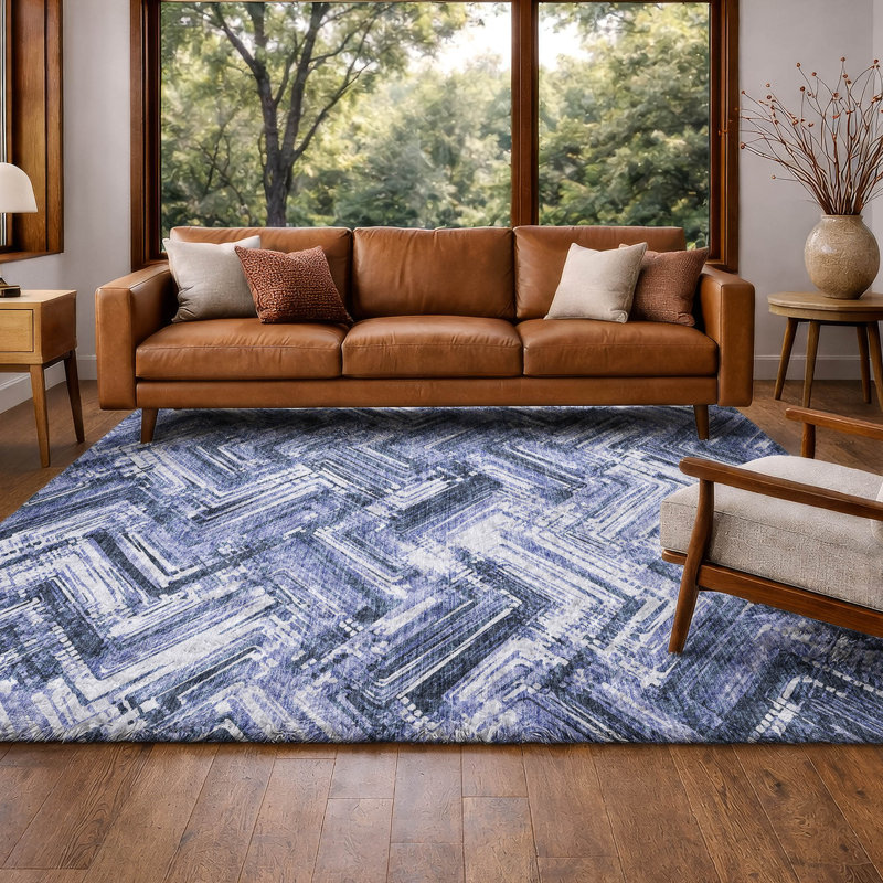 Tapis à poil long de qualité supérieure lavable à la machine ADS630, Blue, 9' x 12'