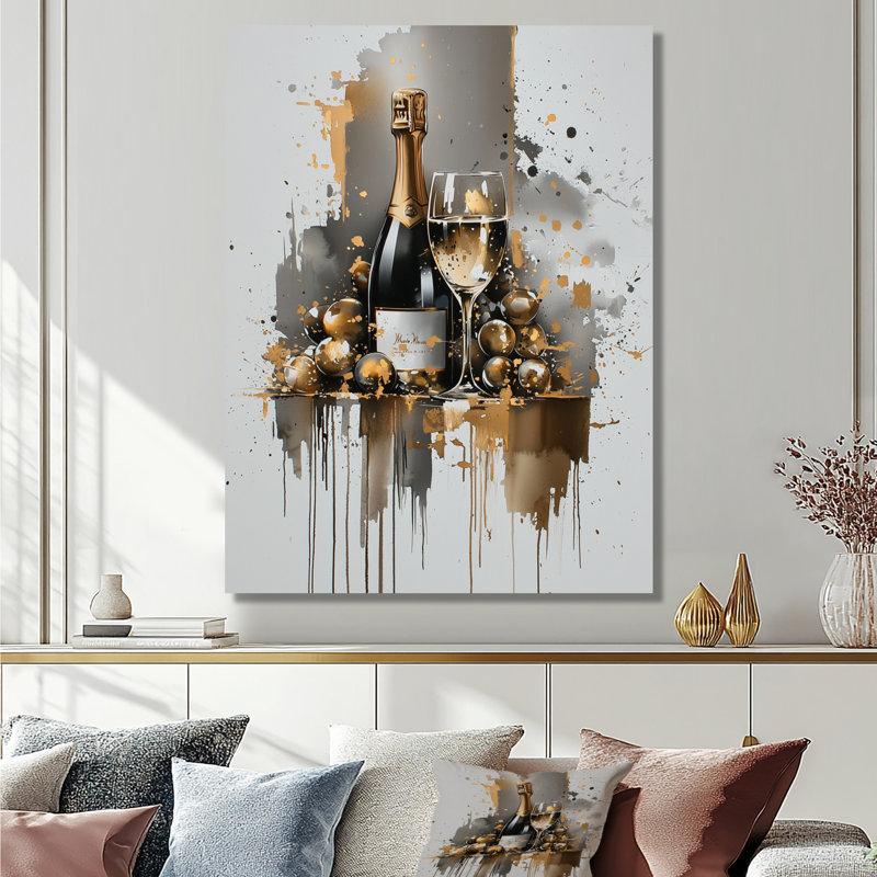 «Wine Cheese Glam Explosion III - Food & Beverage», impression murale en métal, H 40 po x l 30 po