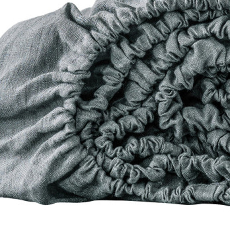 Drap-housse en lin gris ardoise