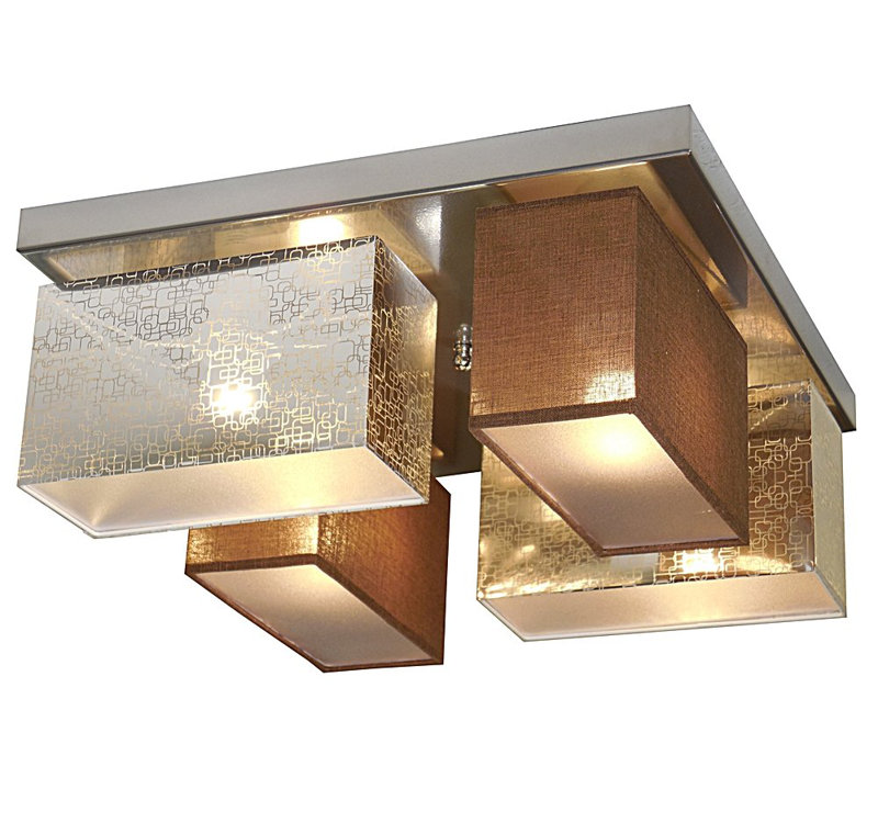 Partlow Fabric Semi Flush Mount, Silver/Brown