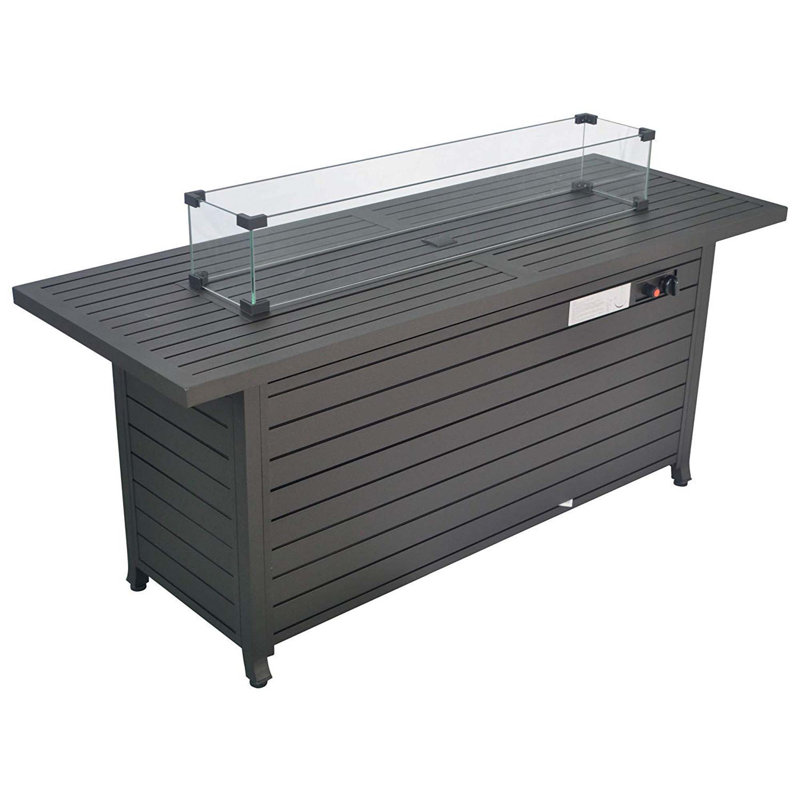 57 In Propane Fire Pit Table,50000BTU, Retangular Outdoor Gas Fire Pit Table,Firepit Table With Lid & Wind Guard,ETL Certification,For Garden Backyard Deck Patio Camping Party