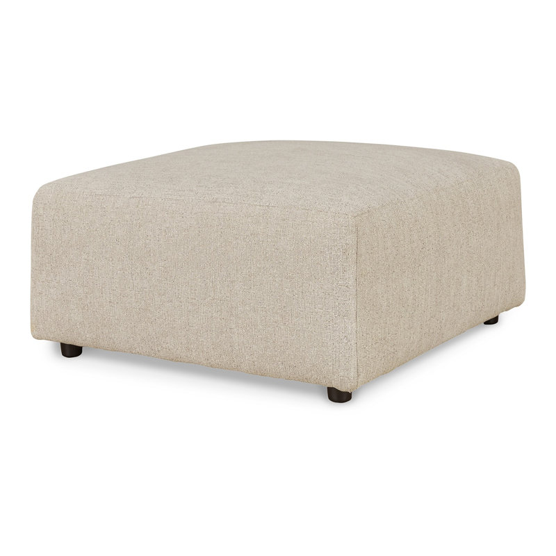 Felo Square Accent Ottoman, 39 Inch,  Polyester Cushioned, Beige