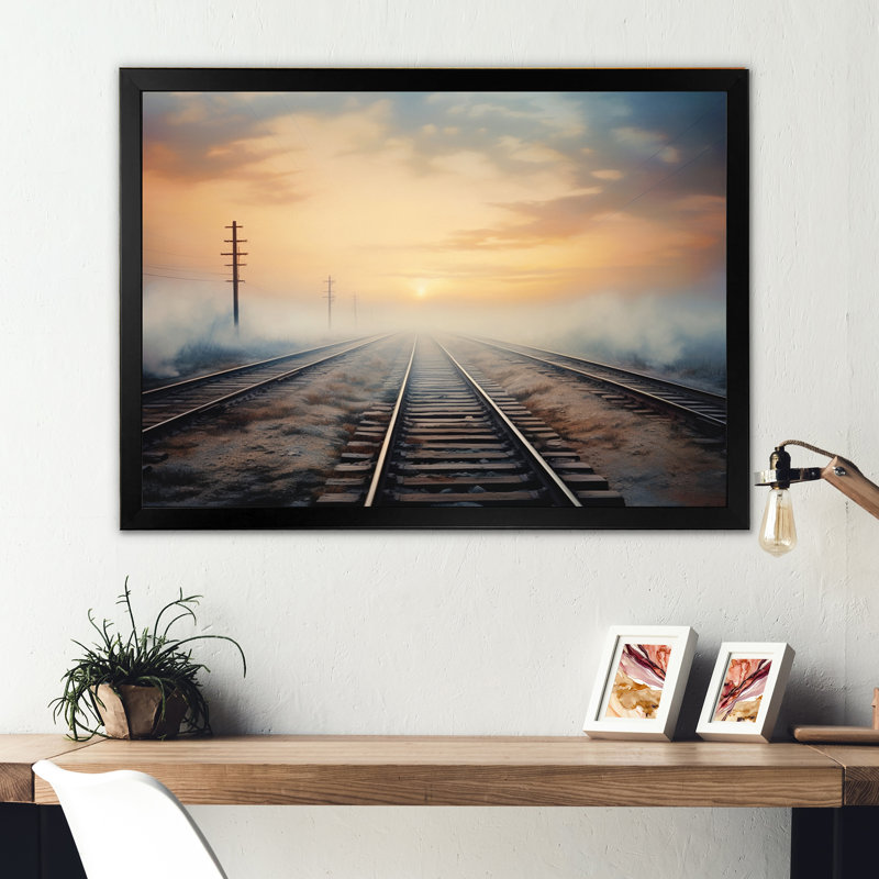 Scullin Train Transcendent Traces sur toile, Cadre photo noir, H 30 po x l 40 po x P 1,5 po