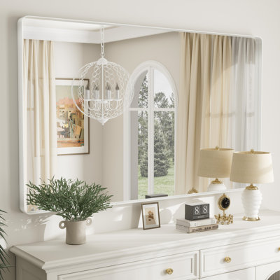 Aevar Tempered Glass and Aluminum Alloy Framed French Cleat Mounted Wall Mirror