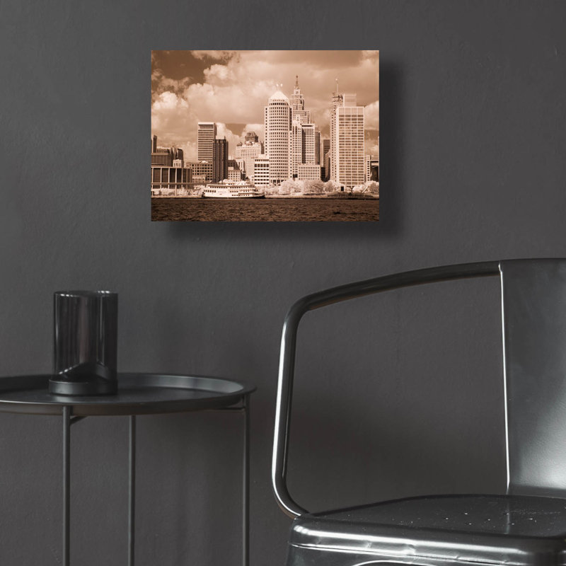 «Detroit Skyline, Michigan 07» par Monte Nagler, H 12 po x l 16 po x P 0,13 po