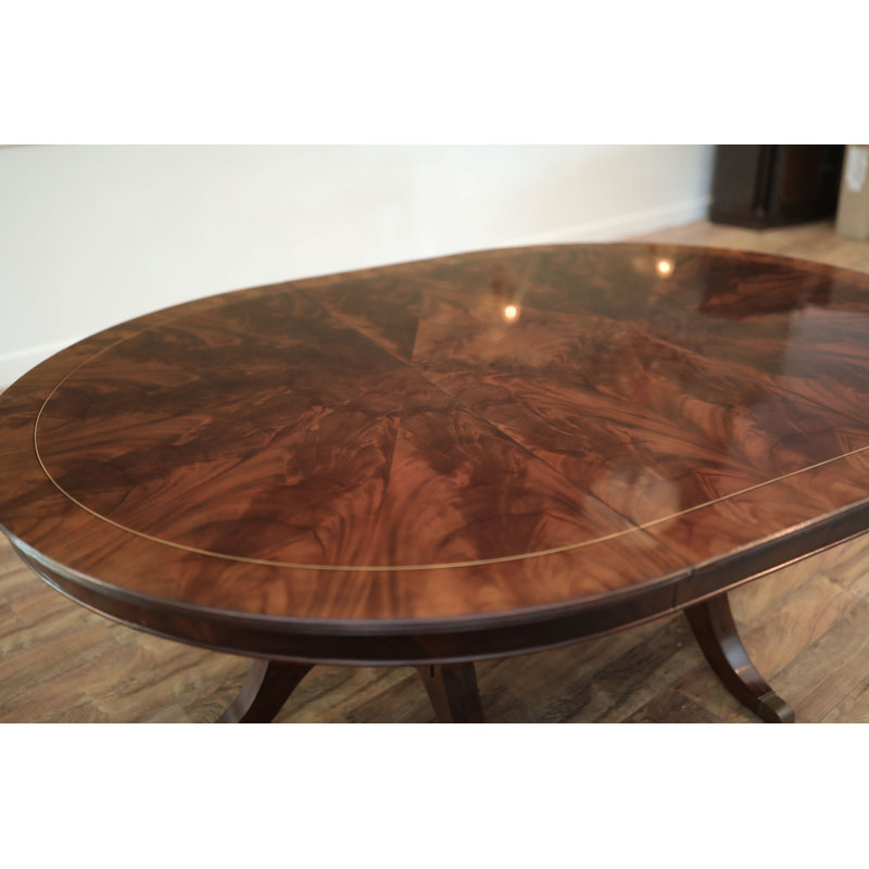 Round Mahogany Dining Table Opens To 10 Feet  Seats 12