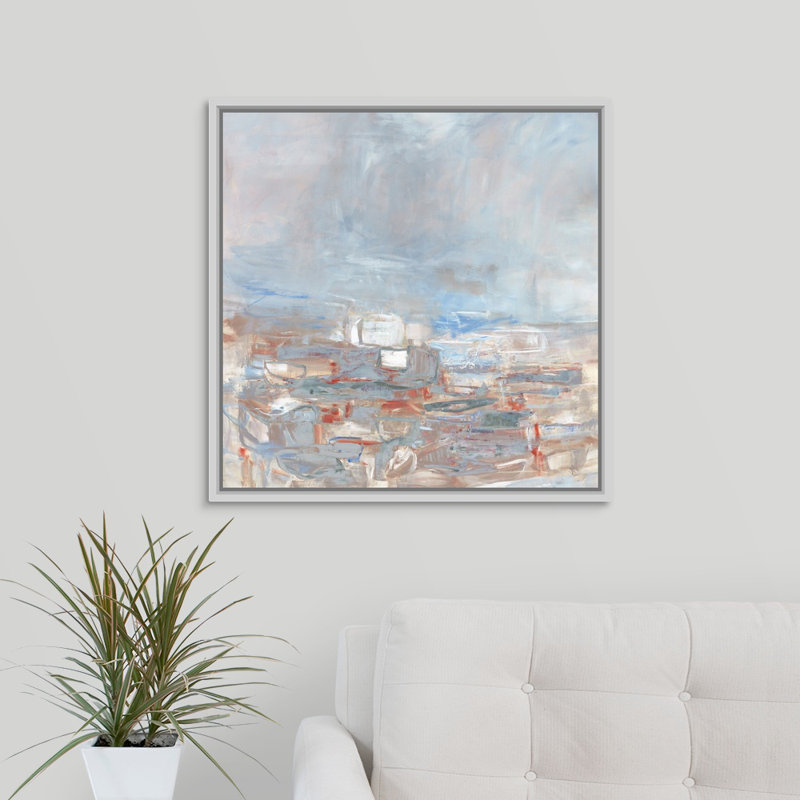 « up early ii », peinture sur toile, Cadre flottant blanc, H 13,7 po x l 13,7 po x P 1,75 po