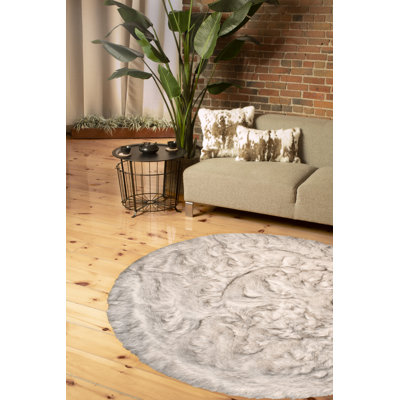 Tapis rond gris antidérapant lavable 6 pi x 6 pi