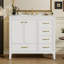 Meuble-lavabo 36 po avec lavabo en céramique, structure en pin massif, finition blanche, tiroirs, solution de rangement multi pour 36 po en blanc