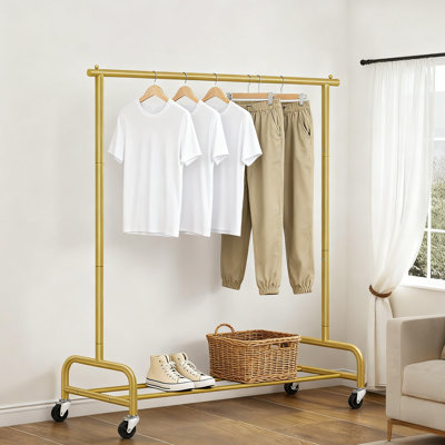 Support à vêtements roulant en métal avec roulettes, support à vêtements robuste de 43 po de largeur pour suspendre les vêtements, support à vêtements