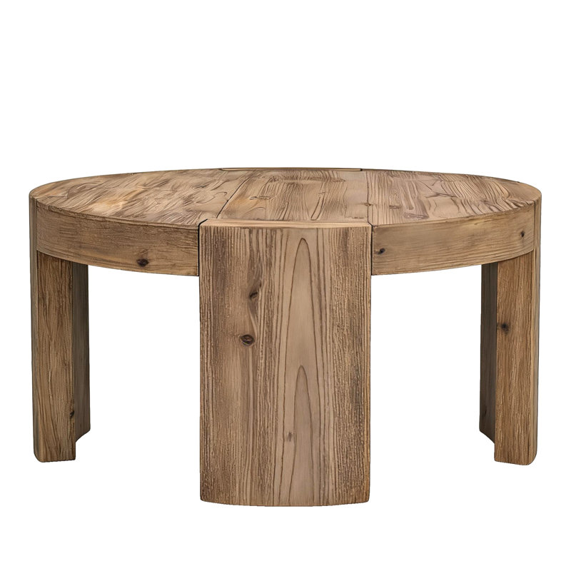 Solid Wood Round 31.5-Inch Farmhouse Circle Center Cocktail Tea Coffee Table for Living Room, Easy Assembly, Rustic Brown