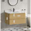 Meuble-lavabo mural 36 po avec plateau en pierre blanche Maxbano-115311629