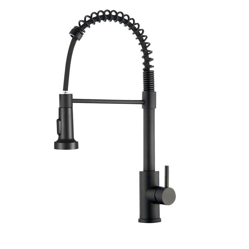 Kitchen Faucet With Pull Down Sprayer Industrial 1 Handle 1 Hole Or 3 Hole Faucet For Farmhouse Camper Laundry Utility Rv Wet Bar Sinks, Stainless Steel, Matte Black
