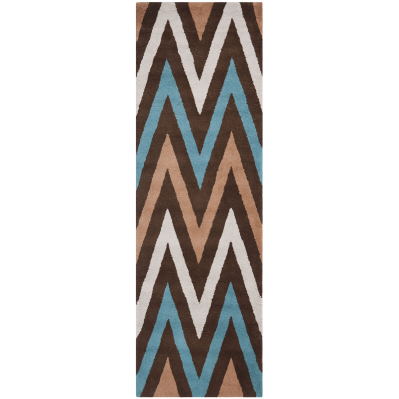 Teresita Hand Tufted Wool Chevron Rug, Runner 2'3" x 7'