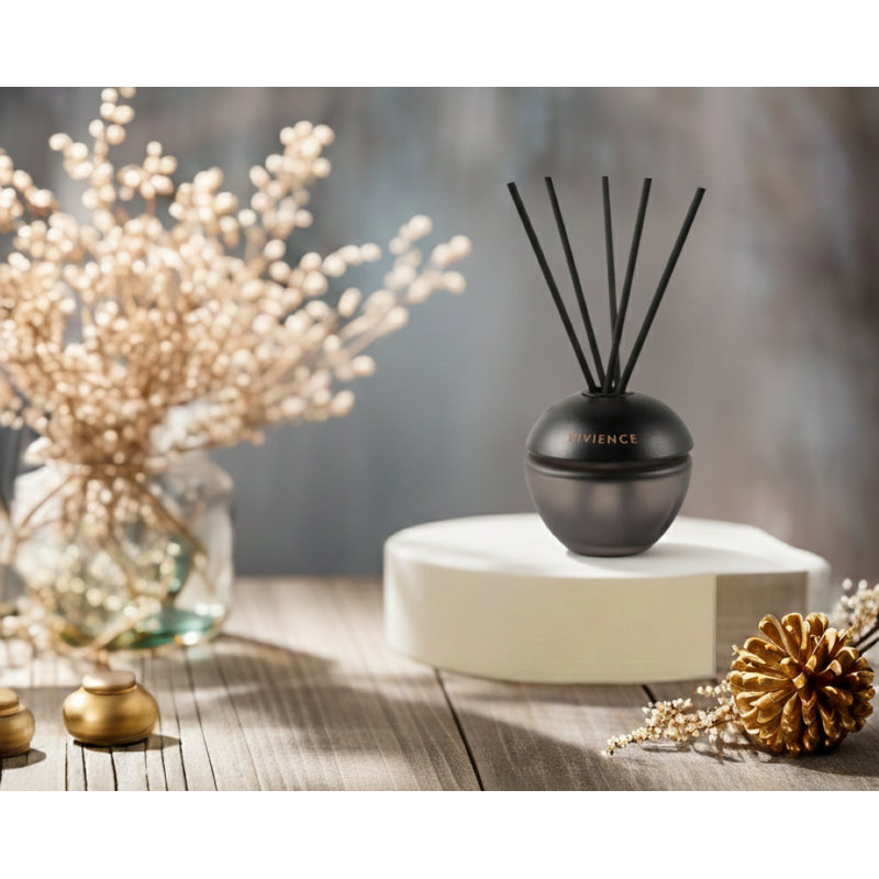 Diffuseur rond en roseau moderne, muguet, Noir / teinté