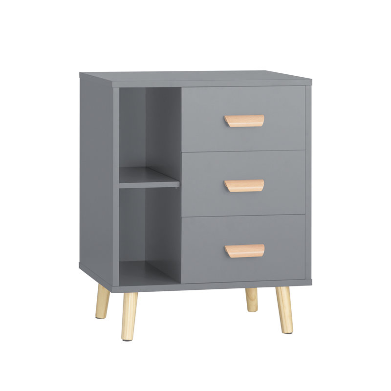 Rousseau 48cm W Bedside Table, Gray
