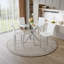 Ensemble de table de salle à manger moderne en verre avec base chromée, chaises de cuisine élégantes, design compact