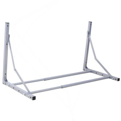 Wall-Mounted Folding Tire Storage, 30.5 To 50.5 Inches Wide, Supports 300 Pounds, Silver