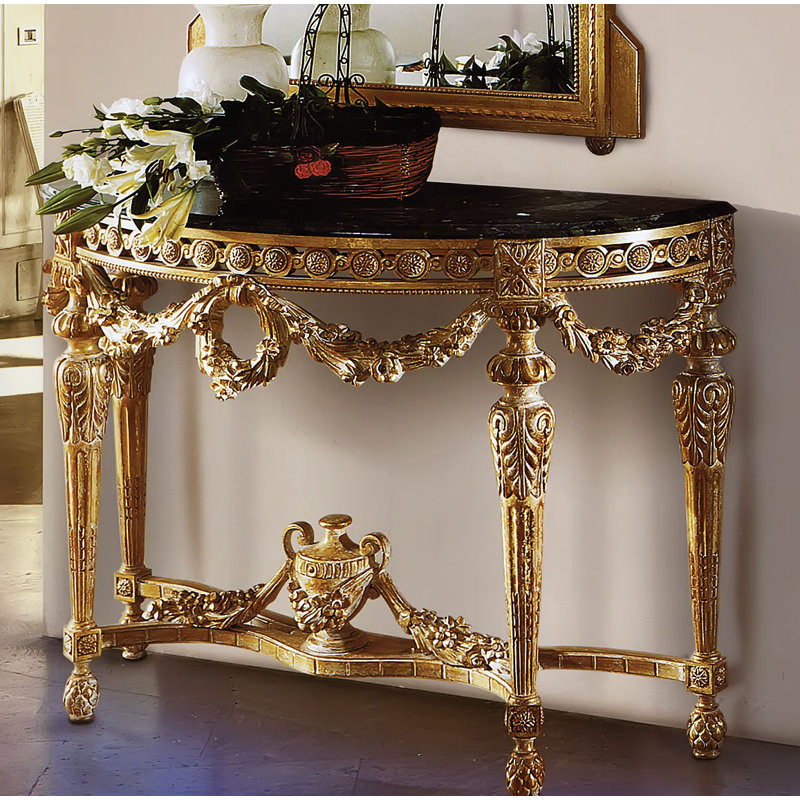 Console Table, White/Green Alpi, 34" H x 46" W x 19" D