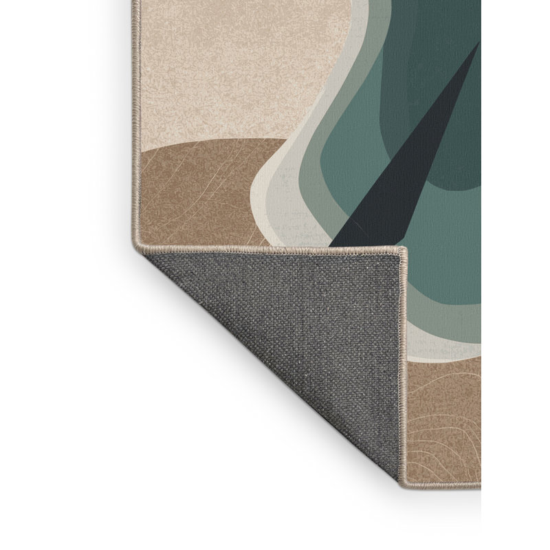 Tapis beige moelleux moelleux à motif géométrique minimaliste - reliure beige, 8 x 10