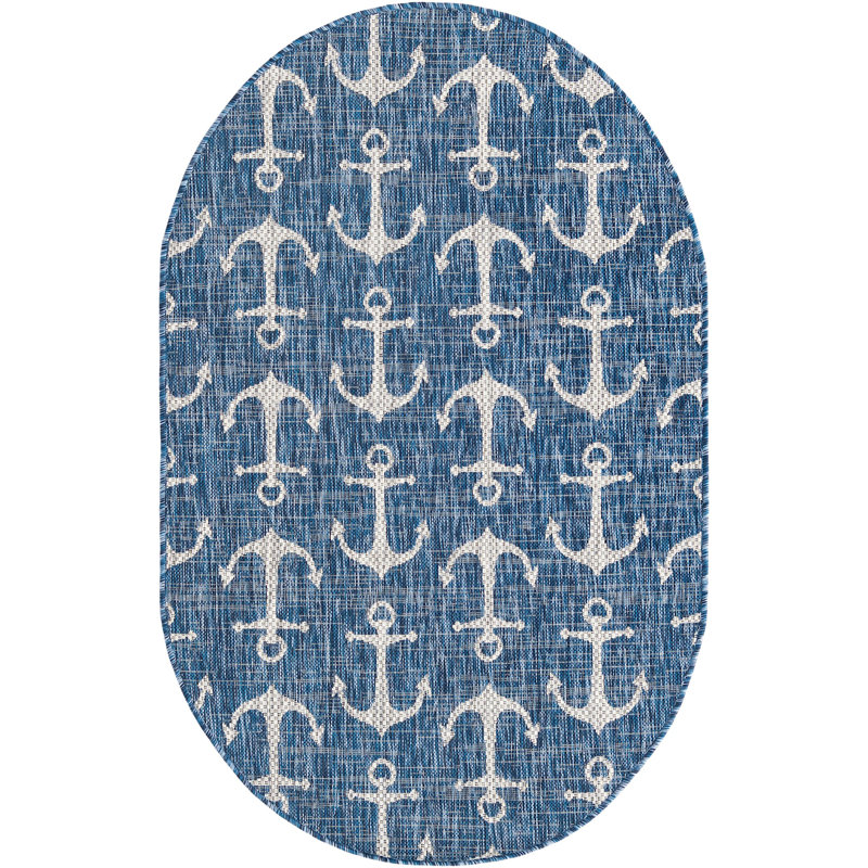 Tapis d'extérieur Ayton couleur mer, Ovale 3 pi 3 po x 5 pi 3 po