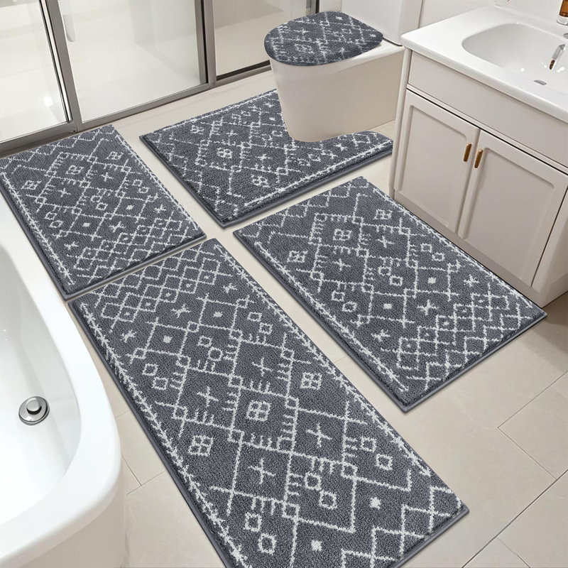 Tapis de salle de bain absorbant (ensemble de 5), Gris foncé